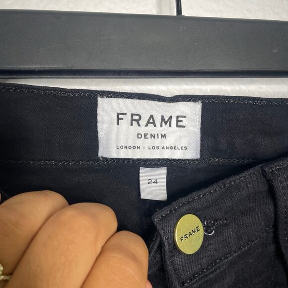 Frame Womens Jeans Size 24 Black Le High Skinny Leg Denim Casual Wear - Picture 3 of 14